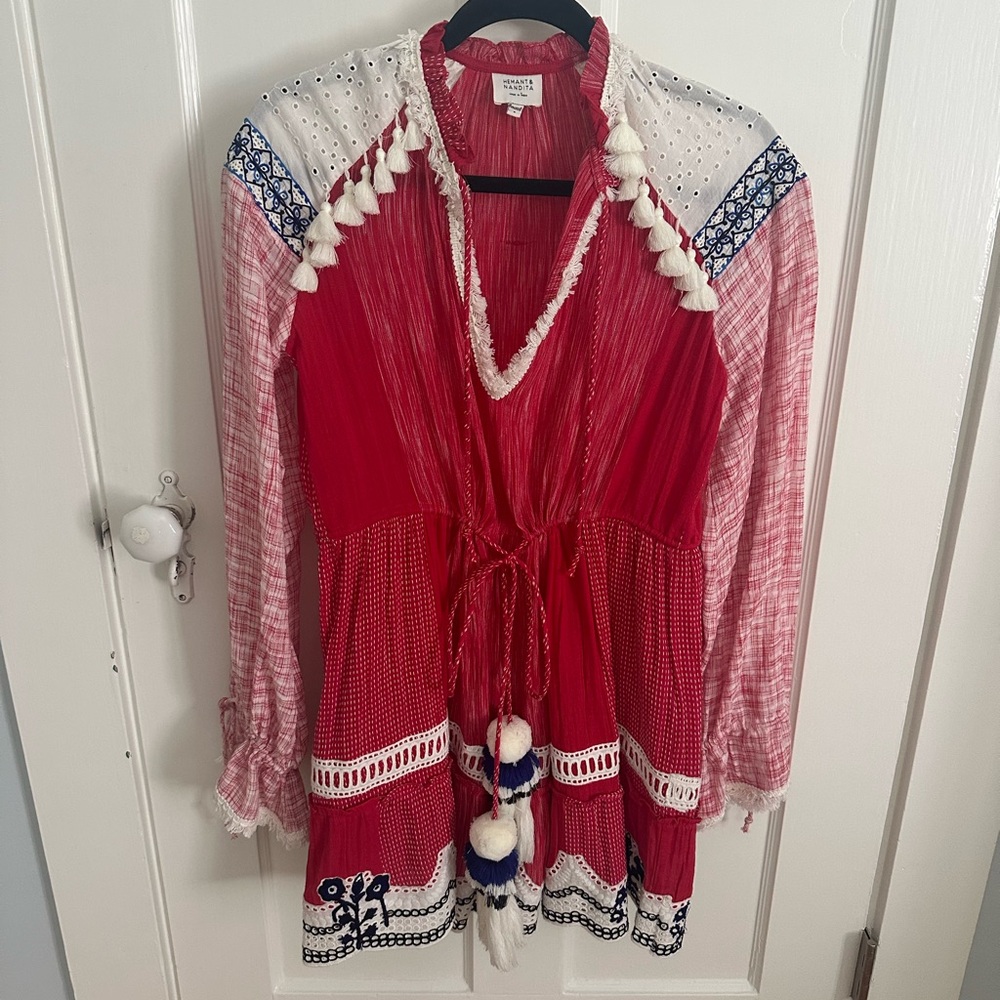 Chicwish Red Boho Mini Dress